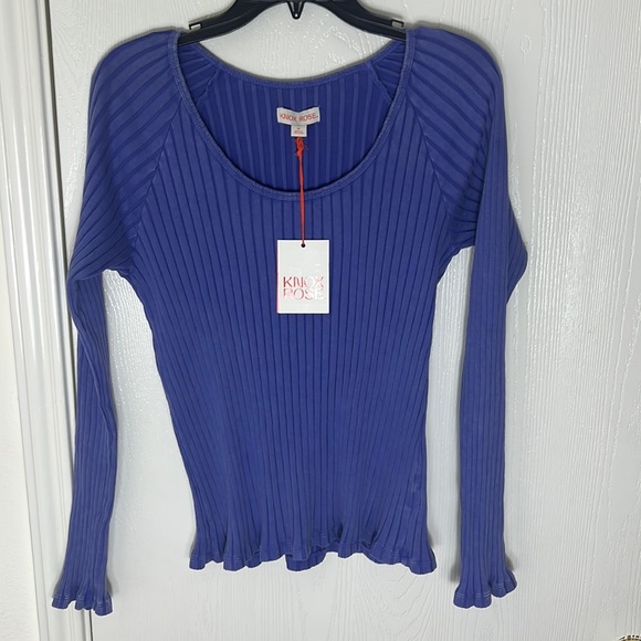 Women’s Slim Fit Long Sleeve Ribbed Tee Knox Rose Purple. Size M - Picture 3 of 8